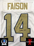 FAISON_101 - Notre Dame White Lacrosse Custom Jersey Autographed By Jordan Faison