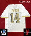 FAISON_101 - Notre Dame White Lacrosse Custom Jersey Autographed By Jordan Faison