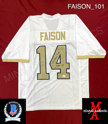 FAISON_101 - Notre Dame White Lacrosse Custom Jersey Autographed By Jordan Faison