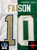 FAISON_154 - Notre Dame Green & White Football / Lacrosse Split (2023 Season) Custom Jersey Autographed By Jordan Faison