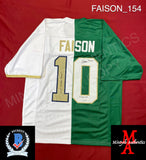 FAISON_154 - Notre Dame Green & White Football / Lacrosse Split (2023 Season) Custom Jersey Autographed By Jordan Faison