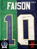 FAISON_159 - Notre Dame Green & Blue Football / Lacrosse Split (2023 Season) Custom Jersey Autographed By Jordan Faison