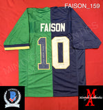 FAISON_159 - Notre Dame Green & Blue Football / Lacrosse Split (2023 Season) Custom Jersey Autographed By Jordan Faison