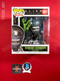FEDE_001 - Ailen Romulus 1617 Scorched Xenomorph Funko Pop! Autographed By Fede Alvarez & Rodo Sayagues