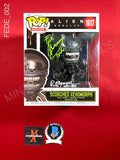 FEDE_002 - Ailen Romulus 1617 Scorched Xenomorph Funko Pop! Autographed By Fede Alvarez & Rodo Sayagues