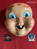 HDD_001 - Happy Death Day Trick Or Treat Studios Mask Autographed By Jessica Rothe, Ruby Modine & Rob Mello