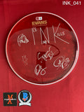 INK_041 - Evans 12 Inch Red Drumhead Autographed By Ice Nine Kills members Spencer Charnas, Dan Sugarman, Joe Occhiuti, Ricky Armellino & Patrick Galante