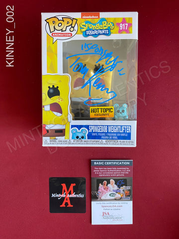 KINNEY_002 - Nickelodeon Spongebob Squarepants 917 Spongebob Weightlifter Funko Pop! Autographed By Tom Kinney