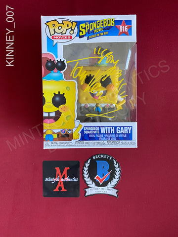 KINNEY_007 - The Spongebob Movie 916 Spongebob Squarepants With Gary Funko Pop! Autographed By Tom Kinney