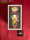KOMBAT_001 - Mortal Kombat 537 Scorpion Funko Pop! (IMPERFECT) Autographed By Chris Casamassa & Daniel Pesina