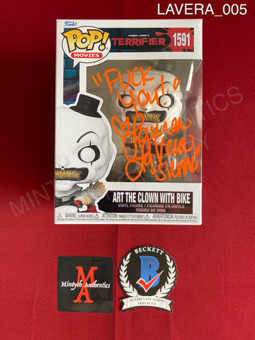 LAVERA_005 - Terrifier 1591 Art The Clown With Bike Funko Pop! Autographed By Lauren LaVera