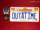 LLOYD_110 - Back To The Future Replica License Plate Autographed By Christopher Lloyd