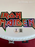 MCBRAIN_003 - Iron Maiden Evans White Drumhead Autographed By Nicko McBrain