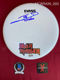 MCBRAIN_003 - Iron Maiden Evans White Drumhead Autographed By Nicko McBrain