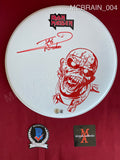 MCBRAIN_004 - Iron Maiden Evans White Drumhead Autographed By Nicko McBrain