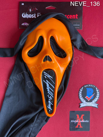 NEVE_136 - Ghost Face Orange Flourescent Mask Autographed By Neve Campbell