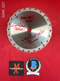 SAW_027 - Silver 7" Real Saw Blade Autographed By Leigh Whannell, Tobin Bell & Shawnee Smith