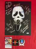 SCREAM_026 - 11x14 Photo Autographed By Rose McGowan, Neve Campbell, Henry Winkler, Matthew Lillard, Roger Jackson, Skeet Ulrich, Jamie Kennedy, & Lee Waddell