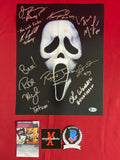 SCREAM_027 - 11x14 Photo Autographed By Rose McGowan, Neve Campbell, Henry Winkler, Matthew Lillard, Roger Jackson, Skeet Ulrich, Jamie Kennedy, & Lee Waddell