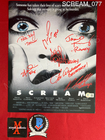 SCREAM_077 - 11x14 Photo Autographed By Matthew Lillard, Neve Campbell, Skeet Ulrich, Rose McGowan, David Arquette, Jamie Kennedy and Lee Waddell