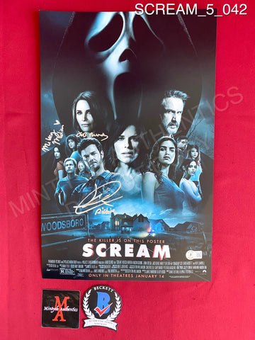 SCREAM_5_042 - 11x17 Photo Autographed By Jack Quaid, Jasmin Savoy Brown, & Mikey Madison