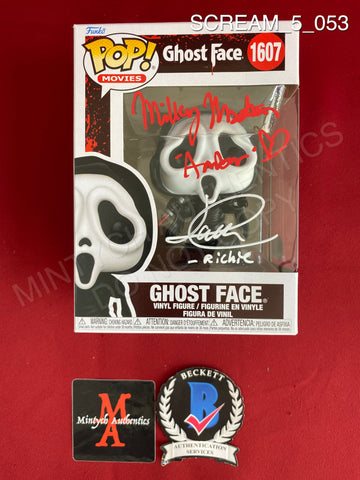 SCREAM_5_053 - Ghost Face 1607 Ghost Face Funko Pop! Autographed By Jack Quaid & Mikey Madison