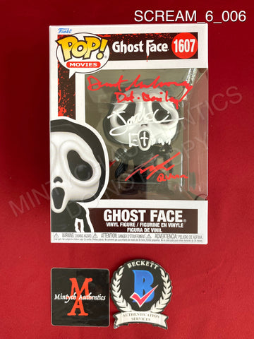 SCREAM_6_006 - Ghost Face 1607 Ghost Face Funko Pop! Autographed By Dermot Mulroney, Liana Liberato, Jack Champion