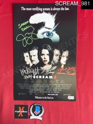 SCREAM_981 - 11x17 Photo Autographed By Neve Campbell, Jenny McCarthy, Lynn McRee & David Arquette