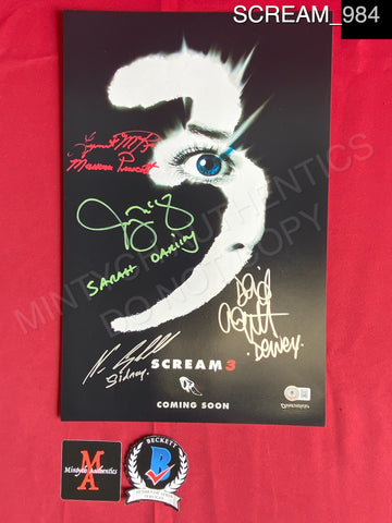 SCREAM_984 - 11x17 Photo Autographed By Neve Campbell, Jenny McCarthy, Lynn McRee & David Arquette