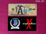 SHIA_021 - Optimus Prime Gold Foil Replica Note Autographed By Shia LaBeouf