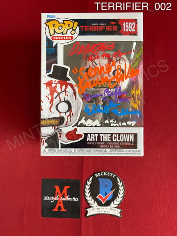 TERRIFIER_002 - Terrifier 1592 Art The Clown Funko Pop! Autographed By David Howard Thornton, Lauren LaVera, Elliott Fullam, Samantha Scaffidi, Alexa Blair Robertson, Antonella Rose, Mason Mecartea, Krsy Fox & Margaret Anne Florence