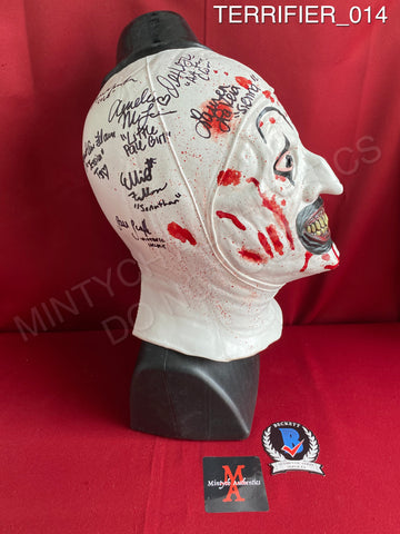 TERRIFIER_014 - Art The Clown (Bloody) Trick Or Treat Studios Mask Autographed By David Thornton, Lauren LaVera, Elliott Fullam, Sam Scaffidi, Alexa Robertson, Antonella Rose, Mason Mecartea, Krsy Fox, Margaret Florence, Amelie McClain & Damien Leone