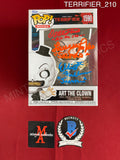 TERRIFIER_210 - Terrifier 1590 Art The Clown Funko Pop! Autographed By Daivid Howard Thornton, Lauren LaVera & Elliott Fullam