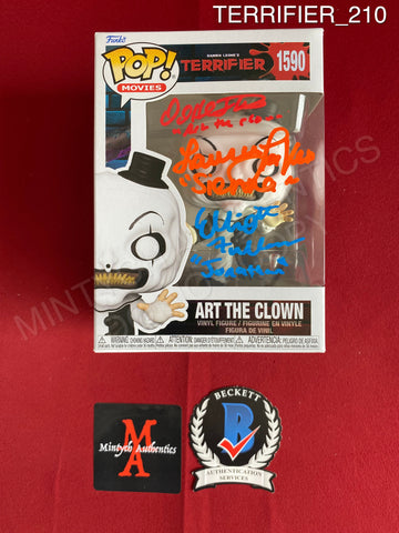TERRIFIER_210 - Terrifier 1590 Art The Clown Funko Pop! Autographed By Daivid Howard Thornton, Lauren LaVera & Elliott Fullam