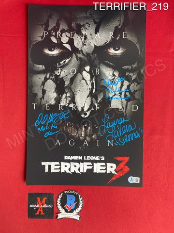 TERRIFIER_219 - 11x17 Photo Autographed By Daivid Howard Thornton, Lauren LaVera & Elliott Fullam