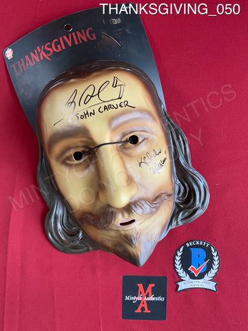THANKSGIVING_050 - Thanksgiving Trick Or Treat Studios John Carver Mask Autographed By Alex Armbruster & Karen Cliche