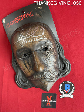 THANKSGIVING_056 - Thanksgiving Trick Or Treat Studios John Carver Burnt Mask Autographed By Alex Armbruster & Karen Cliche