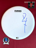 WARD_001 - White Black Sabbath 12" Evans Drum Head Autographed By Bill Ward