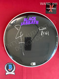 WARD_011 - Black Black Sabbath 12" Evans Drum Head Autographed By Bill Ward