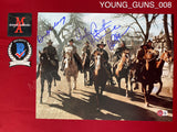 YOUNG_GUNS_008 - 11x14 Photo Autographed By Kiefer Sutherland, Charlie Sheen, Emilio Estevez & Dermot Mulroney