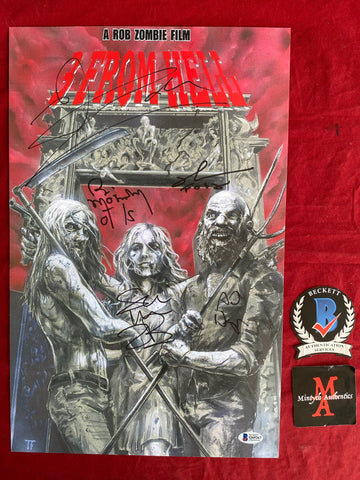 3FHCAST_002 - 11x17 Photo Autographed By Sherri Moon Zombie, Rob Zombie, Sid Haig, Richard Brake & Bill Moseley