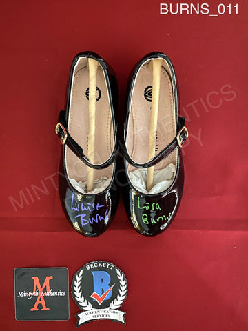 BURNS_011 - Black Shoes Shoes Autographed By Lisa & Louise Burns