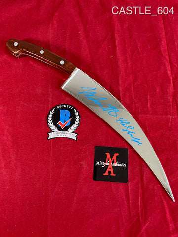 CASTLE_604 - Trick Or Treat Studios Halloween Plastic Poster Knife Autographed By Nick Castle