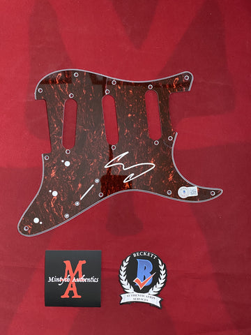 COREY_141 - Dark Red Marble Strat Pickguard Autographed By Corey Taylor