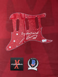 COREY_149 - Red Marble Strat Pickguard (IMPERFECT) Autographed By Corey Taylor