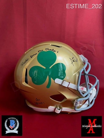 ESTIME_202 - Notre Dame Riddell SPEED Replica Full Size Helmet Autographed By Audric Estime