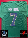 ESTIME_302 - Notre Dame Fighting Irish CUSTOM Green Jersey Autographed By Audric Estime