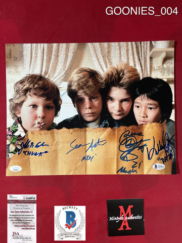 GOONIES_004 - 11x14 Photo Autographed By Corey Feldman, Sean Astin, Jonathan Ke Quan & Jeff Cohen