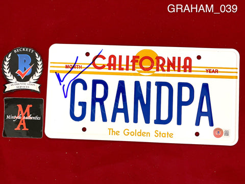 GRAHAM_039 - License To Drive "GRANDPA" Metal Stamped License Plate Autographed By Heather Graham
