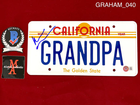 GRAHAM_040 - License To Drive "GRANDPA" Metal Stamped License Plate Autographed By Heather Graham